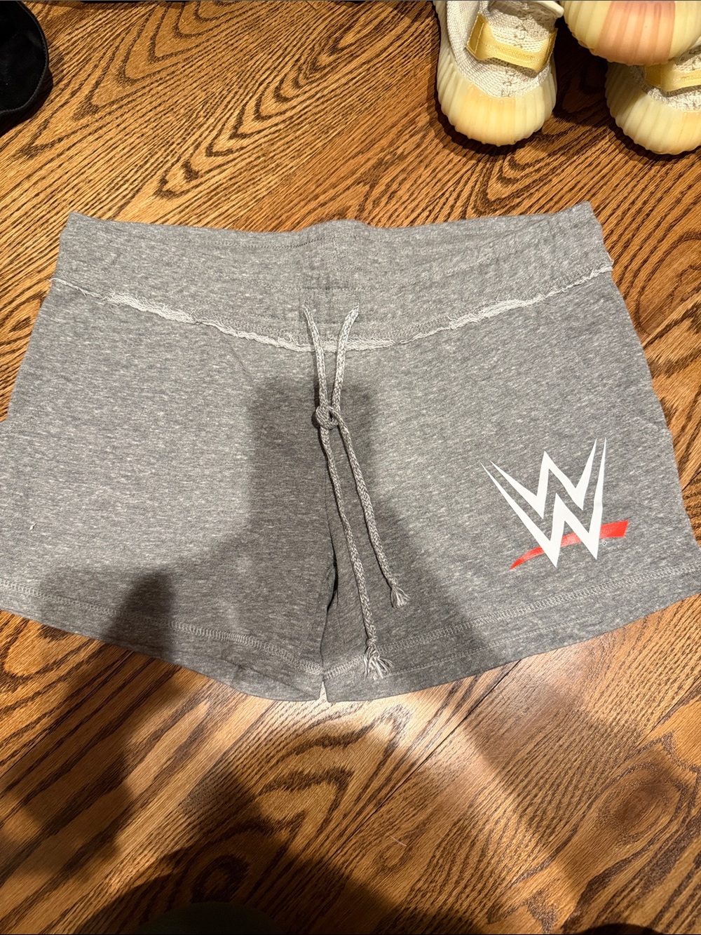 WWE Gray Athletic Lounge Shorts with White & Red Logo